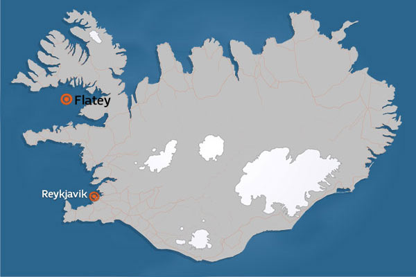 Flatey na mapie Islandii